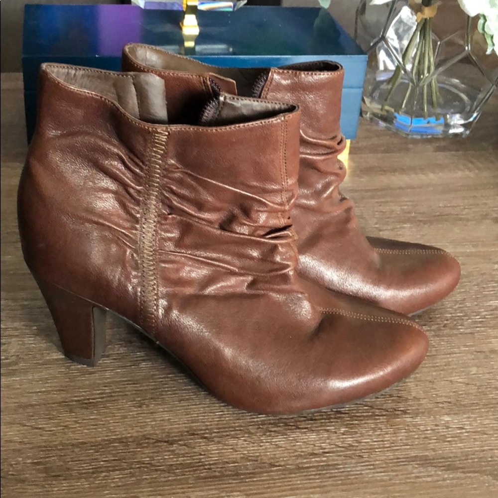 BCBG Brown Leather Booties